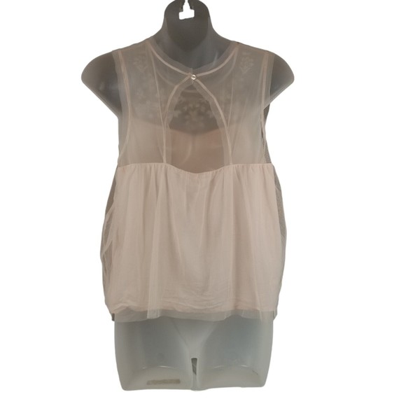 Hollister Babydoll Layered Tank Top Womens M Pink Embroidered Sleeveless Top - Picture 4 of 16
